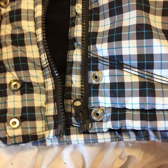 Aeropostale Plaid Down Vest Jacket Faux Fur Trim Hood Size Small Petit 2009 - Picture 4 of 5